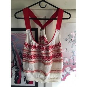 Urban Outfitters V Strap Embroidered Tank